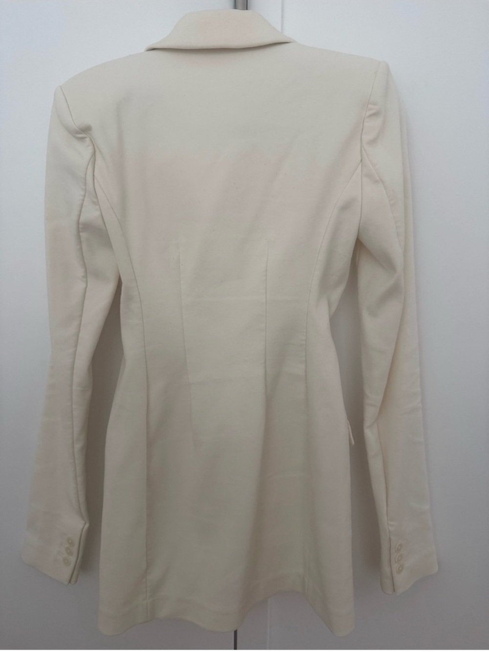 Structured Cream Button-Front Mini Dress - Picture 6 of 8